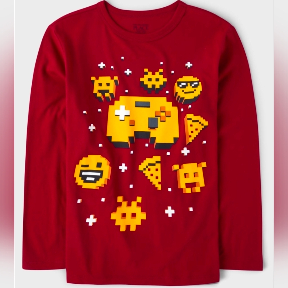 PJ Place Video Game Emoji Boys Medium Long Sleeve Shirt